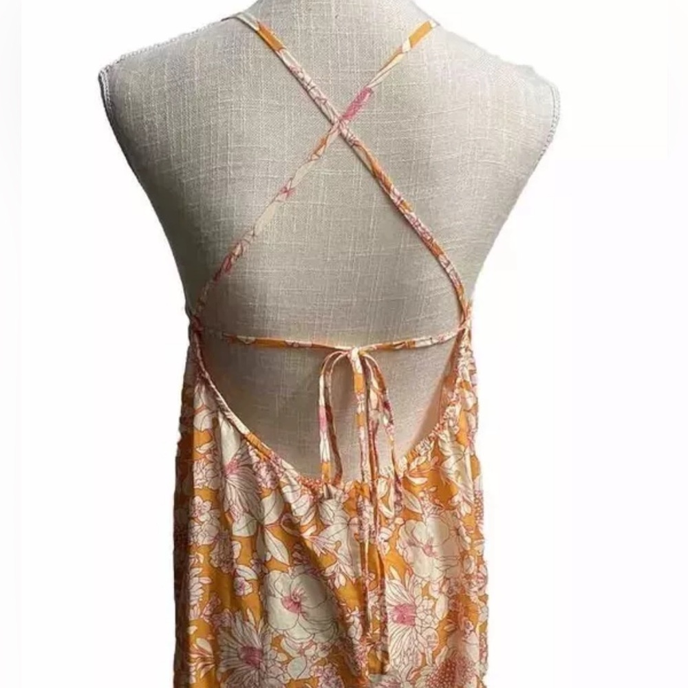 J. Crew Orange Floral Babydoll Spaghetti Strap Open Back MIDI Dress Size S - Picture 5 of 8